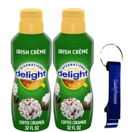 Candy Freezer International-Delight Liquid Coffee Creamer.- Two (2) 32 fl oz Bottles of Creamy Smooth Delightful Coffee Creamer and Bottle Opener Keychain (Irish Creme) Keychain