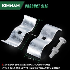 12 Pcs 1-3/8" Chain Link Fence Panel Clamps, Dog Kennel Clamps for 1-3/8" OD Pipe, Galvanized Steel, for Round Pipe Panel Frame,Bolts & Nuts include