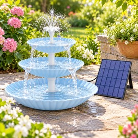 Solar Bird Bath Fountain for Outdoor Décor – 3-Tier Plastic Water Feature with 3.5W DIY Solar Pump