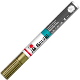 Marabu 01210032084 Brilliant Painter, Gold 084, Line Width Approx. 2 - 4 mm, Universal Paint Pen, Glossy, Opaque, Weatherproof, Non-fading, Quick Drying, for Various Surfaces