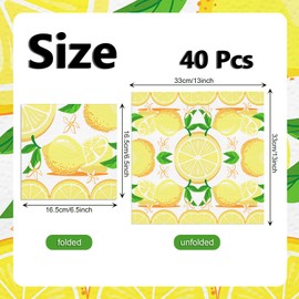 MORAINJAY 40 Stück Gelbe Zitronen Servietten, 33x33cm Gelbe Papierservietten Sommerparty Deko, Kinder Geburtstag Tischdeko Jungen Mädchen
