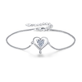 LAVUMO Bracelets for Womens Sterling Silver Bracelet Rose Gold Womens Jewellery Love Heart Gifts for Her Mum Girlfriend Wife Christmas Valentines Birthday Mothers Day Gift