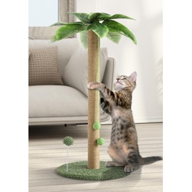 YOCONYO Cat Scratching Post for Indoor Cats, 33" Tall Cat Tree with Sisal Rope, Kitten Scratcher Sisal Rope Scratch Posts Trees with Hanging Ball,Cat Toys