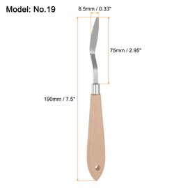 HARFINGTON 2pcs No.19 Palette Knives 8.5mm Width Stainless Steel Small Pointy Spatula Painting Pallet Knife with Wood Handle for Oil Acrylic Canvas Mixing Spreading