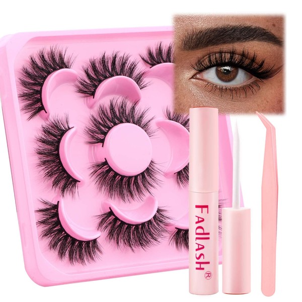 Fadlash Half Eyelash Extensions, Eyelash Glue and Eyelash Tweezers for