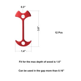 12 Pcs Tent Stakes Pegs Anchor Deck Nail Aluminum Guyline Cord Adjuster Camping Hiking Outdoor Awning Anchor Hook 3.0" Fishbone Rope Tensioners Kit for Gallery Road or Timber Deck Accessories Red
