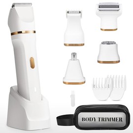 EiLVEEY Recortadora de bikini eléctrica para mujer, afeitadora eléctrica recargable 5 en 1 para mujer, recortadora de pelo púbico impermeable IPX7, af