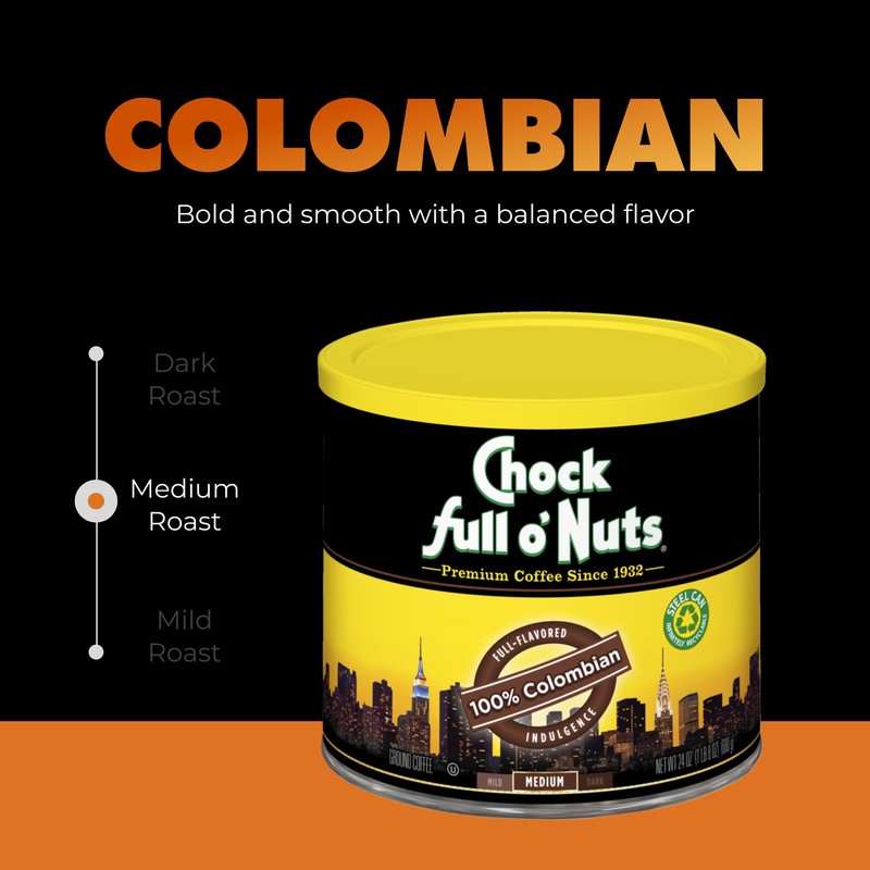 Chock Full o' Nuts Colombian Ground Coffee – Premium Beans