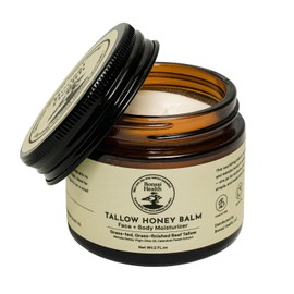 Bálsamo de ternera para piel con miel de manuka y caléndula, 100% alimentado con pasto, acabado de hierba, hidratante de seco, crema reparadora hidratante natural para piel seca, sensible e irritada, cuidado de arrugas, 2 onzas