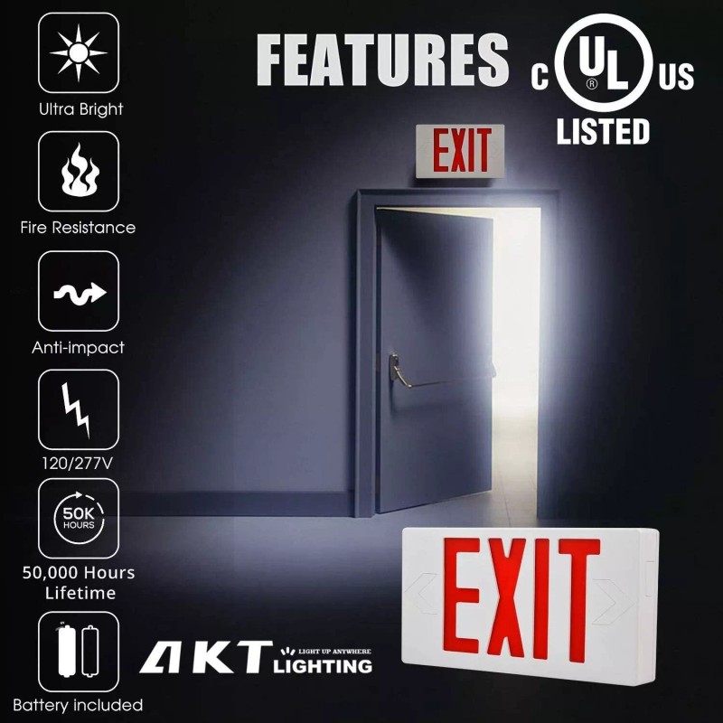 Light Fixture Industries LED Emergency Exit Sign Light - Battery