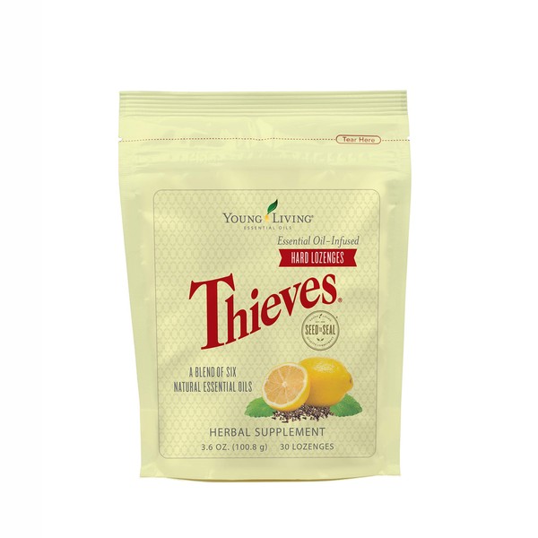 Thieves Hard Lozenges by Young Living - Infused with Signature Thieves Essential Oil Blend - Sugar-Free & Soothing - Gentle & Effective - Comforting and Soothing to Dry and Itchy Throats