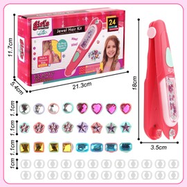 EDLMKM Hair Gem Stamper Kit, Hair Accessories for Girls, Hair Jewels, DIY Hair Styling Tool with Reusable Shining Diamonds, Girls Toys, 5 6 7 8 9 10 Year Old Girls Gifts