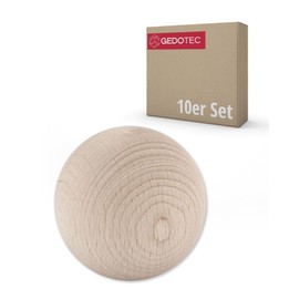Gedotec Wooden Beech Balls, Pack of 10, Finely Polished Wooden Balls, Diameter 50 mm, Balls without Hole, Wooden Beads for Crafts and Decorating, Wooden Beads without Chemicals, Wooden Ball Natural