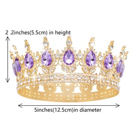 Queen Crown Rhinestone Wedding Crowns and Tiaras for Women Costume Party Hair Accessories Princess Birthday Crown Crystal Bridal Crown (Gold & Purple Crown)