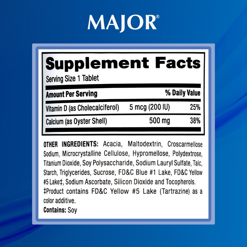 MAJOR Oyster Shell Calcium 500mg Tablets with Vitamin D3 200IU