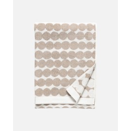 MARIMEKKO Räsymatto Terry Cotton Bath Towel (Ivory and Beige) – Polka Dot Patterned Bath Towels – 55 in x 28 in