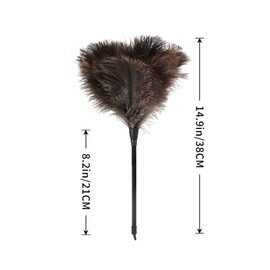 Natural Ostrich Feather Duster 14.9 inch Fluffy Mini Dusters with Plastic Handheld for Cleaning Car Keyboard Office 1 Pcs