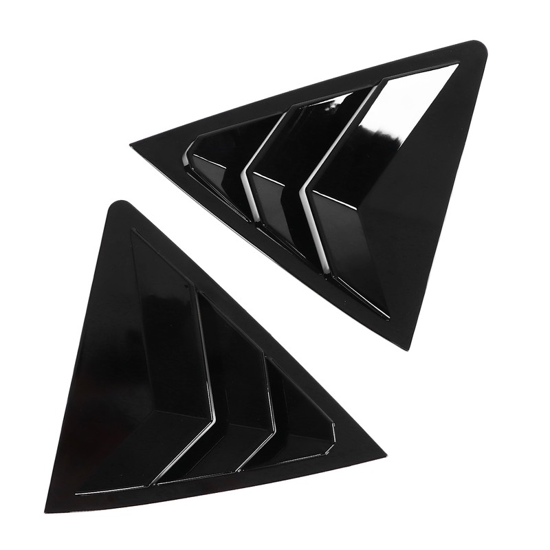 2pcs Gloss Black Rear Side Window Louvers Trim Air Vent