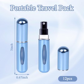 Xorim 12 PCS Portable Perfume Bottles Refillable, 5ml Travel Size Perfume Refill Bottle, Portable Cologne Sprayer, Fits Easily into Pocket Purse or Travel Bag