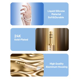 RIKSOIN Aux Cord 6.6ft, 3.5mm Audio Cable Hi-Fi Sound Aux Cable 3.5mm Male to Male AUX Cord for Car, Headphones, Home Stereos, Speaker-White