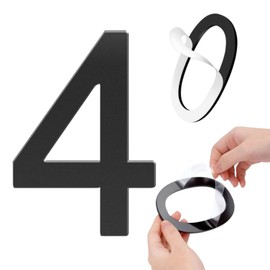 4 Inch House Numbers Self-adhesive House Number Acrylic Modern House Numbers for Outside Black Mailbox Numbers Address Home Number for House Apartments Office Hotel Room Easy to Install (Number 4)