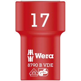 Wera 05004961001 B Zyklop VDE Drive Socket, Red/Yellow, 17 x 46 mm