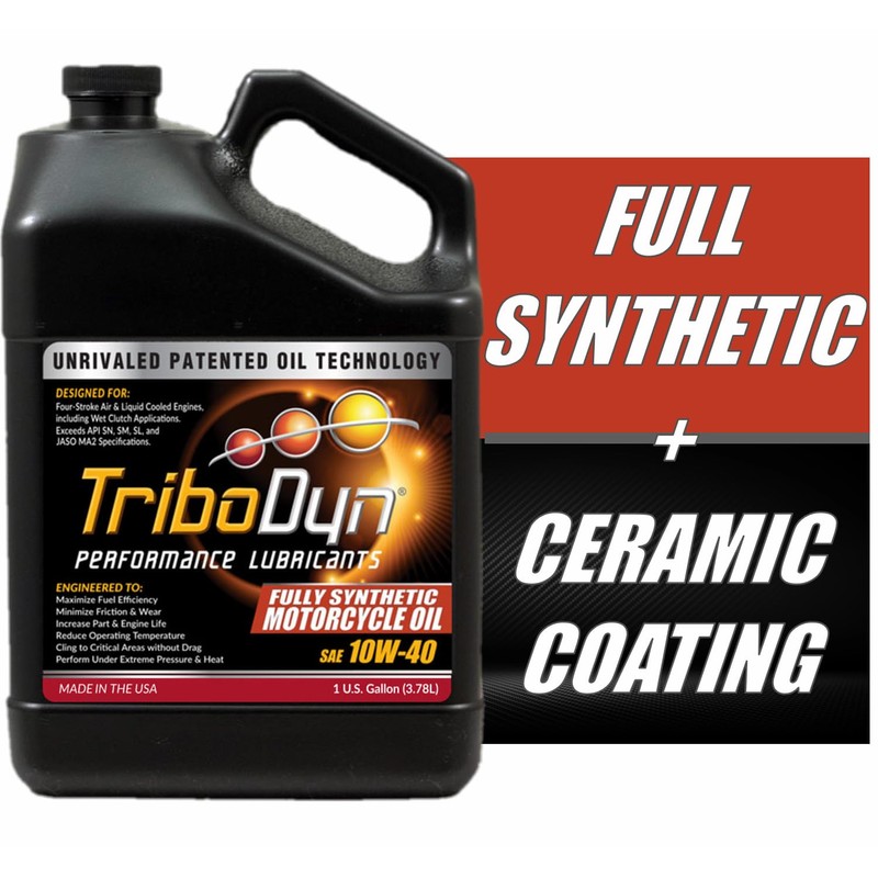 TriboDyn Full Synthetic SAE 10W40 Motorcycle Oil with Ceramic Coating