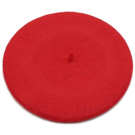 Sydbecs Wool Beret Hats for Women Ladies Girls, French Barret Hat Solid Color Style (Red)
