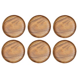Pacific Merchants Acacia Wood 10" Round Charcuterie Plates/Trays/Chargers, Set of 6