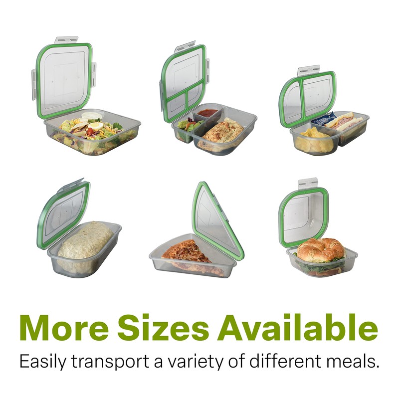 Large To-Go 3-Compartment Food Container, 9.4" X 9.4" X 2.5",
