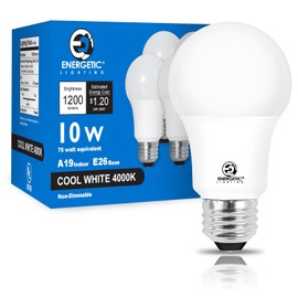 E ENERGETIC LIGHTING 75 Watt Light Bulbs, Super Bright 1200LM, Cool White 4000K LED Light Bulb, Non-Dimmable, E26 Standard Base, UL Listed, 8 Packs