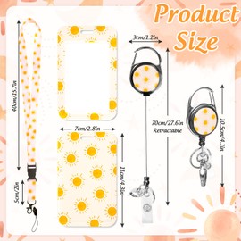 FYSUIMU Boho Sun ID Badge Holder with Retractable Reel Clip Cute Sunshine Card Name Tag Breakaway Lanyard for Back to School Women Nurse Doctor Teacher Student Office Accessories
