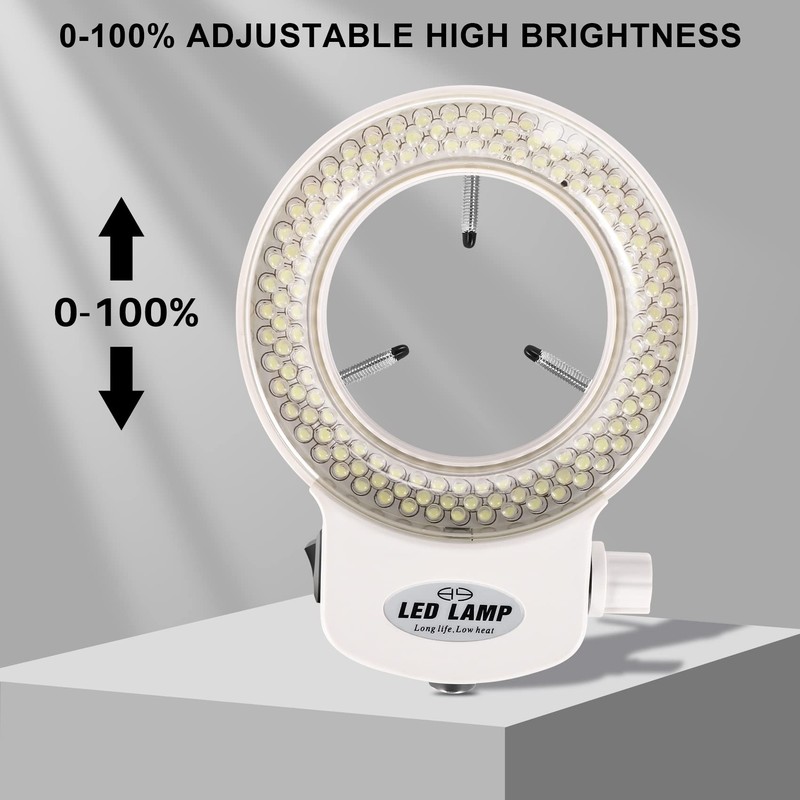 Iegefirm 144LEDs Ring Light for Microscope Lamp Light 6000K 0-100%