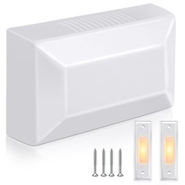 Saillong Wired Door bell Chime Kit, 2 16V 10VA Two Note Lighted Doorbell Push Buttons for Front, Rear Door and Door bells Chime Box for Home Wall, Compatible with Most Doorbells(White, Yellow Light)