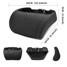 EARJIA Car Neck Pillow for Driving Memory Foam Headrest Nappa Leather Head Rest for Most Cars SUV Home Office Traveling