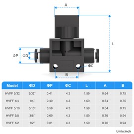 TAILONZ PNEUMATIC 1/2 inch OD Manual flow switch valve 2 Way Rotary Type Hand Valve HVFF-1/2（Pack of 5）