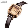 Women's Square, Leather Strap, Diamond, Wristwatch, Small, Stylish, Waterproof, Simple,