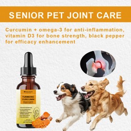 PENORAN Curcumin Turmeric Drops for Dogs, for Senior Dog Hip & Joint Mobility Supports Canine Digestive - Cardiovascular, Brain & Liver Support - Bone & Muscle, Skin & Coat Health - Absorb Better