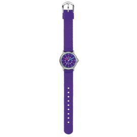 JACQUES FAREL KCF 089 Children's Watch Learning Watch Girls Analogue Quartz with Textile Strap Extra Soft Purple, purple, Classic