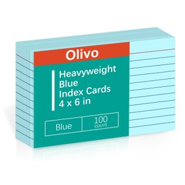 Blue Index Cards 4x6 Lined Ruled Flash Note Cards 100 Count, 220 GSM Heavy Weight