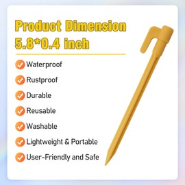 FirstNovelty Plastic Tent Pegs, Ground Stakes, Landscape Fabric Stakes, Stakes for Inflatables, Garden Stakes, Yard Stakes, Tent Stakes for Camping, Outdoor Decorations, Tarping, Multi-Color Options