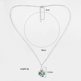 MagCopper S925 Sterling Silver Heart Shape Folding Chain with Clavicle Chain Love Heart Four Leaf Clover Pendant Female Full Diamond Bamboo, Sterling Silver