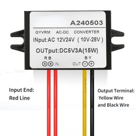 AC 12V 24V to DC 5V Converter Waterproof Car Power Voltage Buck Voltage Regulator Power Module for Car Step Down Converter (3A)