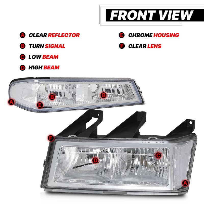 M-AUTO Headlights Assembly Compatible with 2004-2012 Chevy Colorado GMC Canyon,