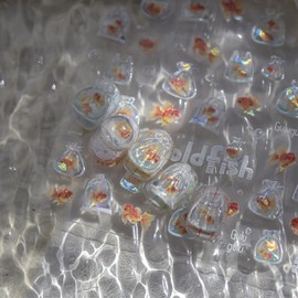 1 Sheets 5D Embossed Goldfish Nail Stickers for Nail Art Design Self-Adhesive Cute Koi Nail Art Stickers Lucky Bag Goldfish Nail Decals Jelly Nail Supplies for Women DIY Manicure Decor