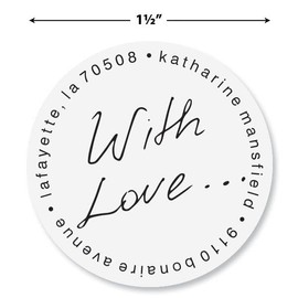 Colorful Images Stamp with Love Valentine’s Day Return Address Mailing Labels, Personalize with Name and Shipping Address, Set of 144 Self Adhesive, Easy Peel Flat Label Sheets, 1½" Across, 4 Designs