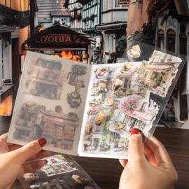 Alideco 18pcs Scrapbook Stickers Vintage European Architecture Flower Maiden Café Gourmet Sticker Book for Adults Sticker journaling Stickers for Scrapbooking (langmanjiejing)