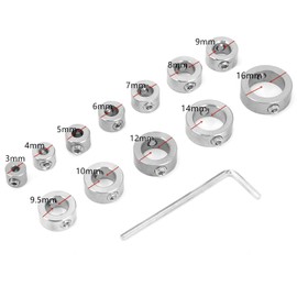 Fafeicy 12 Pieces 3-16 mm Drill Bit Depth Drill Bit Stainless Steel Material Collar Set Drill Bit Ring Size (Inner Diameter) 3,4,5,6,7,8,9,9,5,10,12,14,16 mm