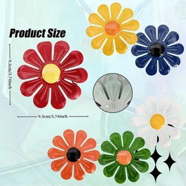 KASESSS 6 Stück Metall Blumen Wand Deko, Gartendeko Metall Wanddekoration, Balkon Deko, Bunte Garten deko, 3D Hängende Wanddeko metall für Zaun Hof Veranda Terrasse Hinterhof Balkon Indoor Dekor