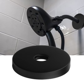 Tiiyee Shower Arm Flange, Wall-Mounted Stainless Steel Water Outlet Modern Ceiling Mount Escutcheon Oversized Replacement Round Cover Plate for Universal Standard Arms Fixed Head Showerhea(Black)